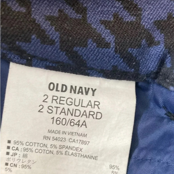 OLD NAVY size 2 Black & Royal Blue houndstooth PIXIE crop pants Stretch - Picture 10 of 11
